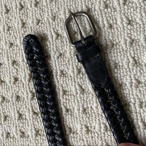 Black Braided Leather Belt